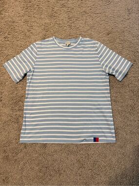 KULE Sky Blue & White Stripe Crewneck Tee Small